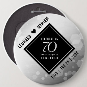 Chapa Redonda De 15 Cm Elegante 70° Aniversario del Boda Platino