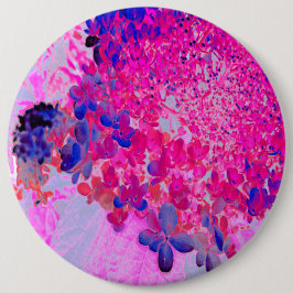 Chapa Redonda De 15 Cm Elegante Fuchsia e Hidrangea Luminosa Azul Oscuro