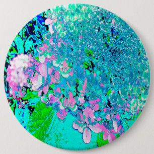 Chapa Redonda De 15 Cm Elegante Hydrangea de luz rosa y azul
