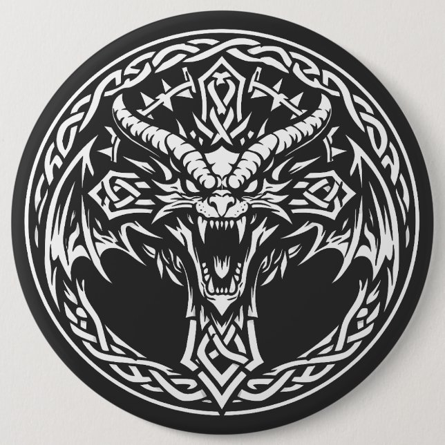 Chapa Redonda De 15 Cm Emblema de Dragón Celta por BurnsInHell (Anverso)
