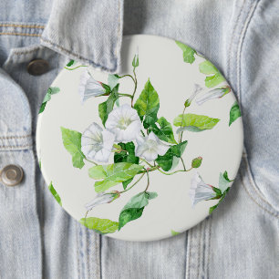 Chapa Redonda De 15 Cm Enredadera flor blanca