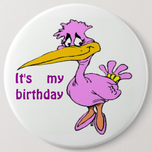 CHAPA REDONDA DE 15 CM "ES MI CUMPLEAÑOS" PURPLE BIRD