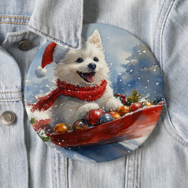 Chapa Redonda De 15 Cm Eskimo americano en Sledge Let it Snow Navidades (In situ)