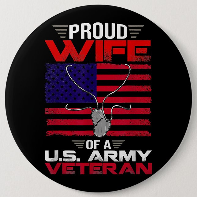 Chapa Redonda De 15 Cm Esposa Orgullosa De Un Veterano Del Ejército Estad (Anverso)