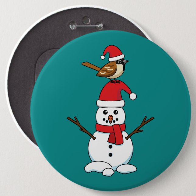 Chapa Redonda De 15 Cm Espuma suave en Snowman (Anverso y reverso)