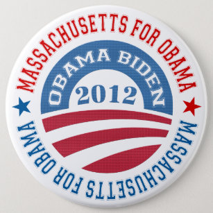 Chapa Redonda De 15 Cm Estado De Massachusetts Para Obama-Obama Biden 201