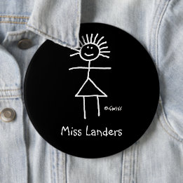 Chapa Redonda De 15 Cm Etiqueta de nombre de profesora sustituta femenina