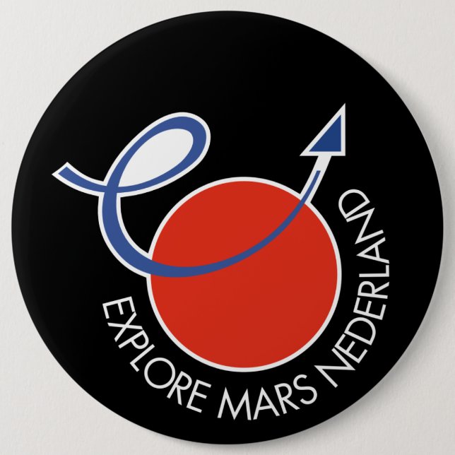 Chapa Redonda De 15 Cm Explorar Mars Nederland Button zwart (Anverso)