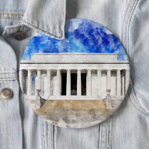 Chapa Redonda De 15 Cm Fachada del Lincoln Memorial en acuarela