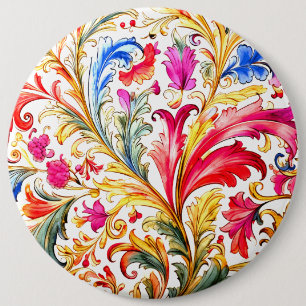 Chapa Redonda De 15 Cm Fancy Florentine Design Watercolor Leaves