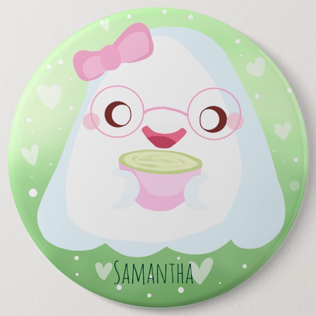 Chapa Redonda De 15 Cm Fantasma de Cute Matcha Latte (Anverso)