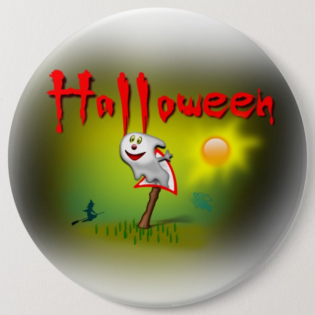 Chapa Redonda De 15 Cm Fantasma Sunshine de Halloween - (Anverso)