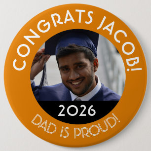 Chapa Redonda De 15 Cm Felicidades Personalizadas Graduado Foto Papá Orgu