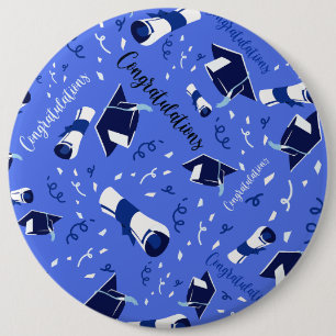 Chapa Redonda De 15 Cm Felicitaciones de graduación azul