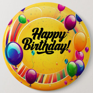 Chapa Redonda De 15 Cm Feliz Cumpleaños Vibrante
