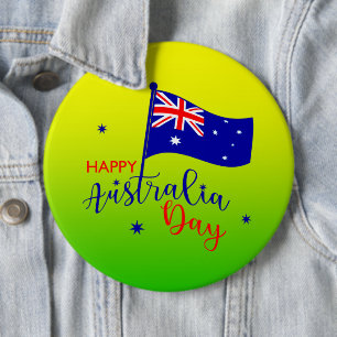 Chapa Redonda De 15 Cm Feliz Día de Australia Bandera Verde Oro Grande