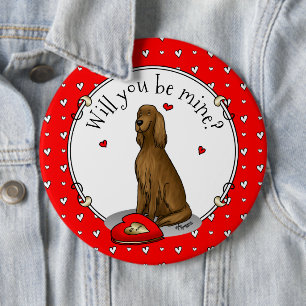 Chapa Redonda De 15 Cm Feliz Día de San Valentín sé mi irlandés Setter (r