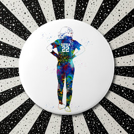 Chapa Redonda De 15 Cm Female Softball Player