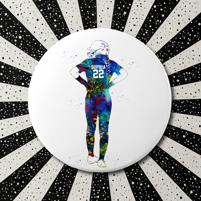 Chapa Redonda De 15 Cm Female Softball Player (Subido por el creador)