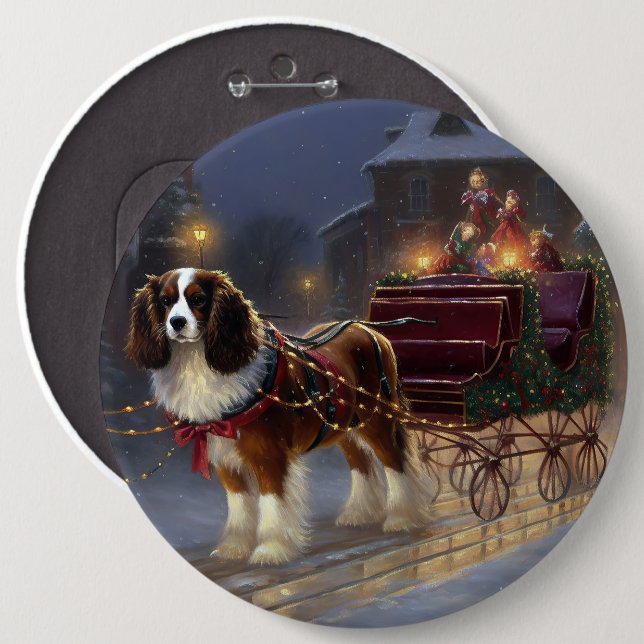 Chapa Redonda De 15 Cm Festival de Navidades Cavalier King Charles Spanie (Anverso y reverso)