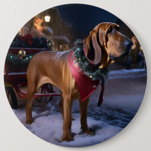 Chapa Redonda De 15 Cm Festival Navideño Bloodhound