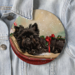 Chapa Redonda De 15 Cm Festividad de los Navidades de Perro Affenpinscher
