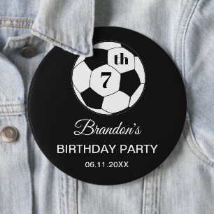 Chapa Redonda De 15 Cm Fiesta de cumpleaños número 7 Fútbol Negro Niños D