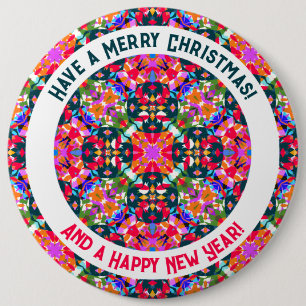 Chapa Redonda De 15 Cm Fiesta de Navidad moderna y colorida personalizada