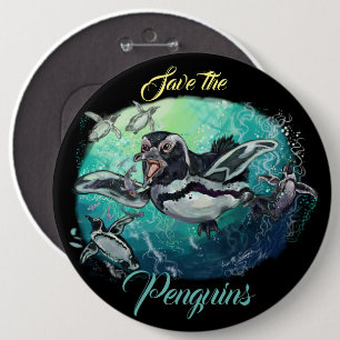 Chapa Redonda De 15 Cm Fiesta de Pescado Pingüino Africano