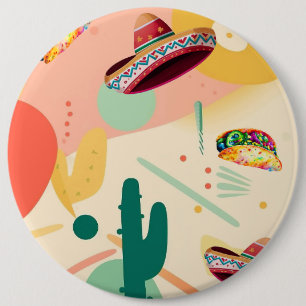 Chapa Redonda De 15 Cm Fiesta de Tacos y Sombreros