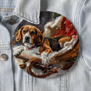 Chapa Redonda De 15 Cm Fiesta Navideña del Perro Beagle