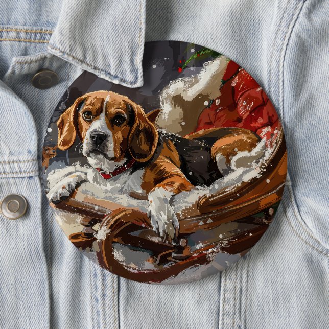 Chapa Redonda De 15 Cm Fiesta Navideña del Perro Beagle (In situ)