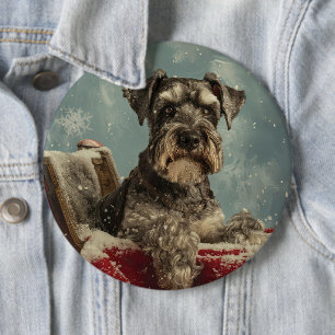 Chapa Redonda De 15 Cm Fiesta Navideña del Perro Schnauzer