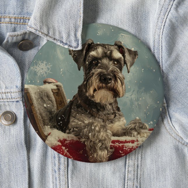 Chapa Redonda De 15 Cm Fiesta Navideña del Perro Schnauzer (In situ)