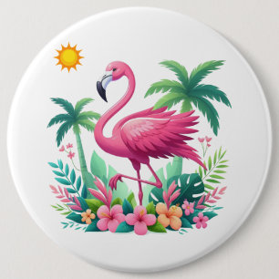 Chapa Redonda De 15 Cm Flamingo rosa de Florida/Tropical