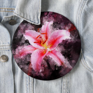 Chapa Redonda De 15 Cm Flor acuarela de Stargazer Lily - bb 01