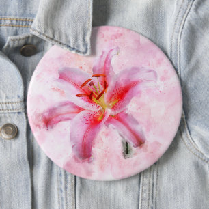 Chapa Redonda De 15 Cm Flor acuarela de Stargazer Lily - wb 01
