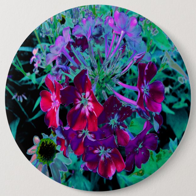 Chapa Redonda De 15 Cm Flor de jardín rosada, púrpura y rosada (Anverso)