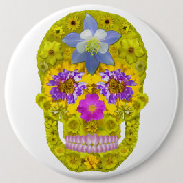 Chapa Redonda De 15 Cm Flor Skull 3