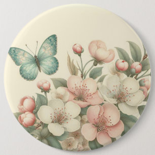 Chapa Redonda De 15 Cm Flora de estilo vintage/mariposa primavera Mug