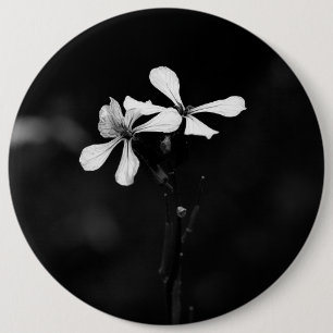 Chapa Redonda De 15 Cm floral en blanco y negro minimalista