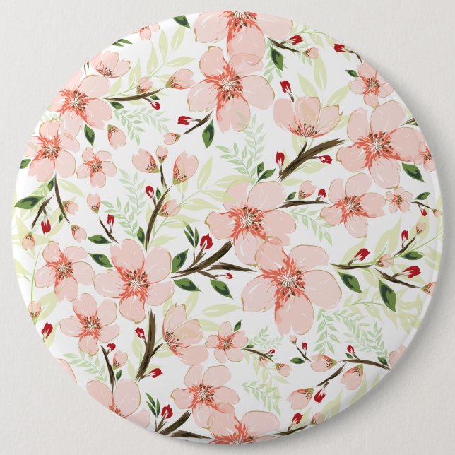 Chapa Redonda De 15 Cm Flores rosadas (Anverso)