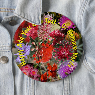 Chapa Redonda De 15 Cm Flores salvajes y nativas australianas con gran pl