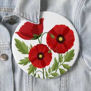 Chapa Redonda De 15 Cm Flores veraniegas alegres con adormidera