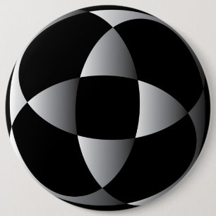 Chapa Redonda De 15 Cm forma de flor abstracta gris negra