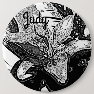 Chapa Redonda De 15 Cm formas abstractas en blanco y negro de plata moder