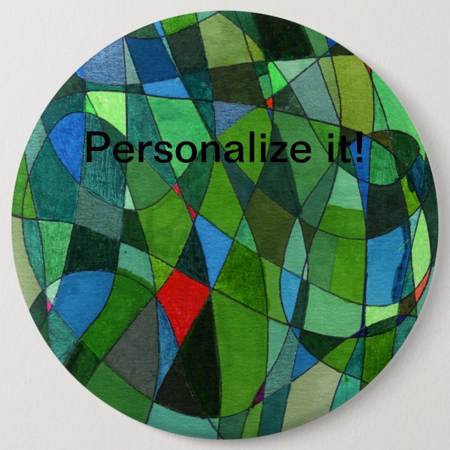 Chapa Redonda De 15 Cm Formas curvadas suavemente en verdes frescos y ace (Anverso)