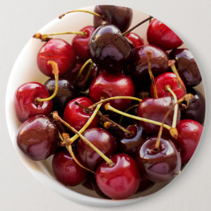 Chapa Redonda De 15 Cm Fotografía de cerezas rojas frescas en un tazón