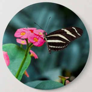 Chapa Redonda De 15 Cm Fotografía de Mariposa en Flor Rosa