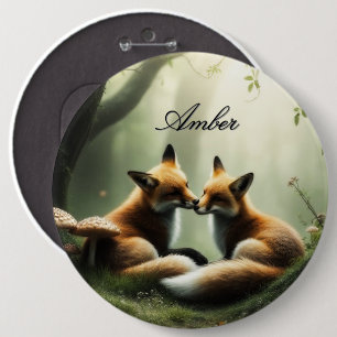 Chapa Redonda De 15 Cm Fox Cuddle en un bosque contaminado personalizado